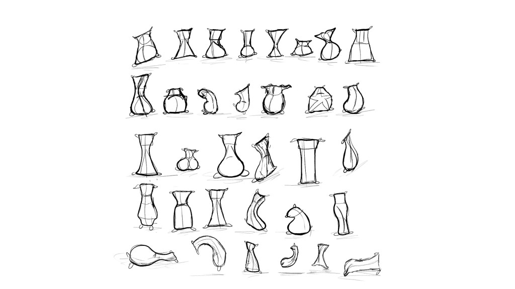 Thumbnail Sketches of different shaped flour sacks